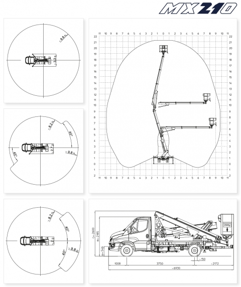 Multitel MX 210 diagramy i wymiary Iveco