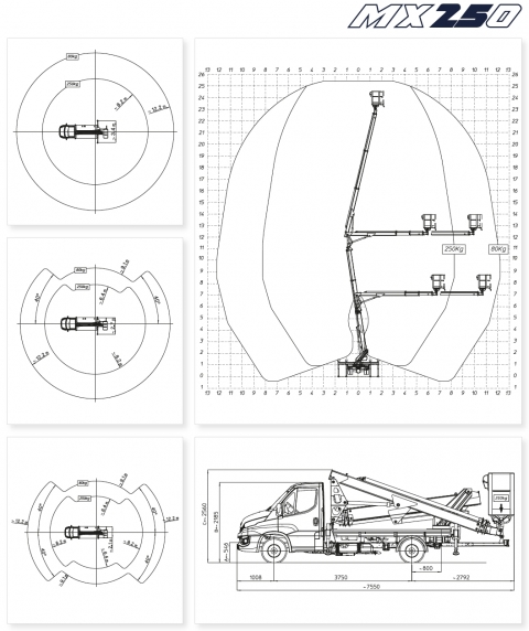 Multitel MX 250 diagramy i wymiary Iveco