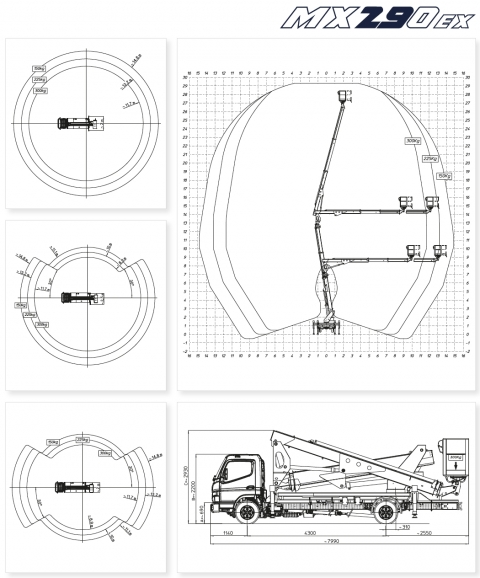 Multitel MX 290 EX diagramy i wymiary Mitsubishi